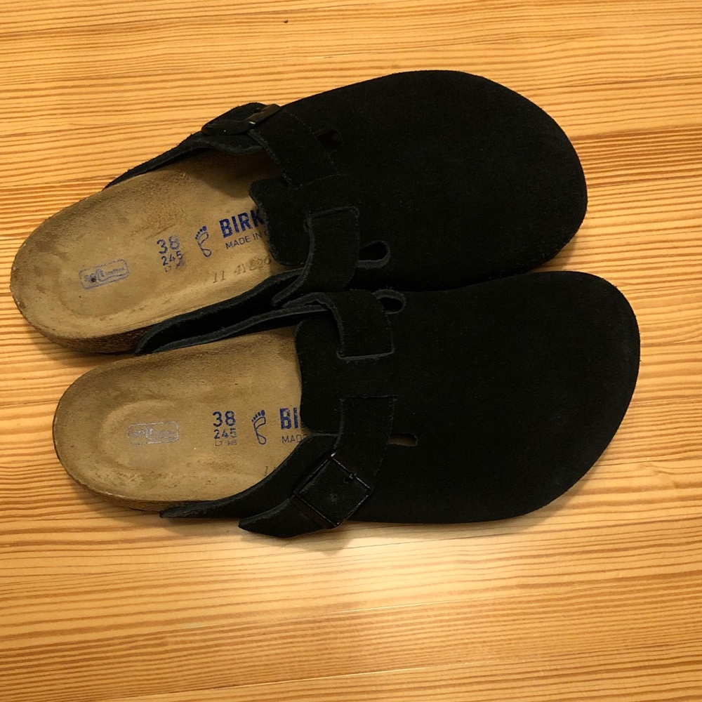 Birkenstock Classic Black Suede Slip-Ons